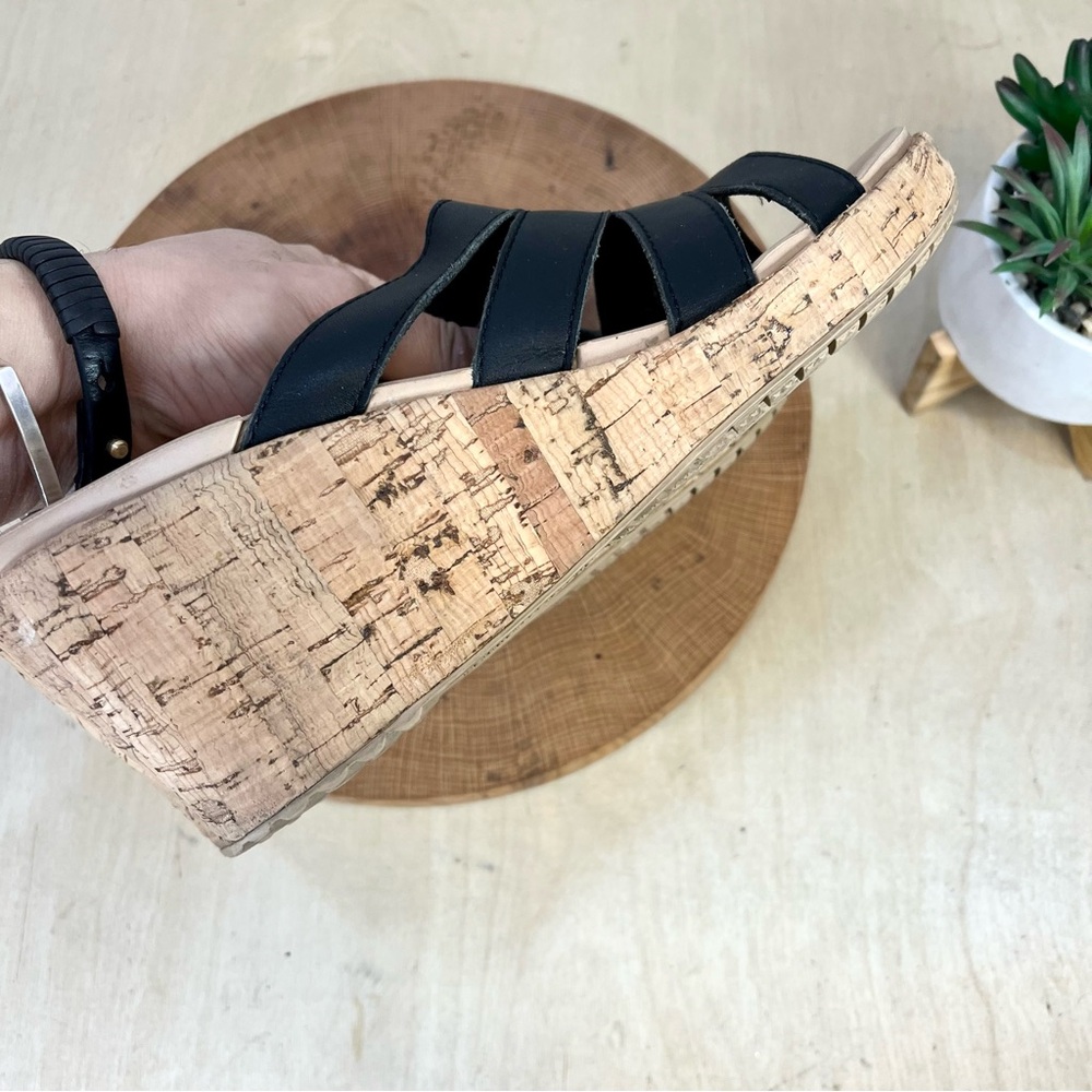 Crocs A-Leigh Strappy Cork Wedge Sandals Black Snake Leather Size 9 - Picture 10 of 14